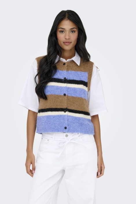 Only bruine dames gilet | Model vooraanzicht