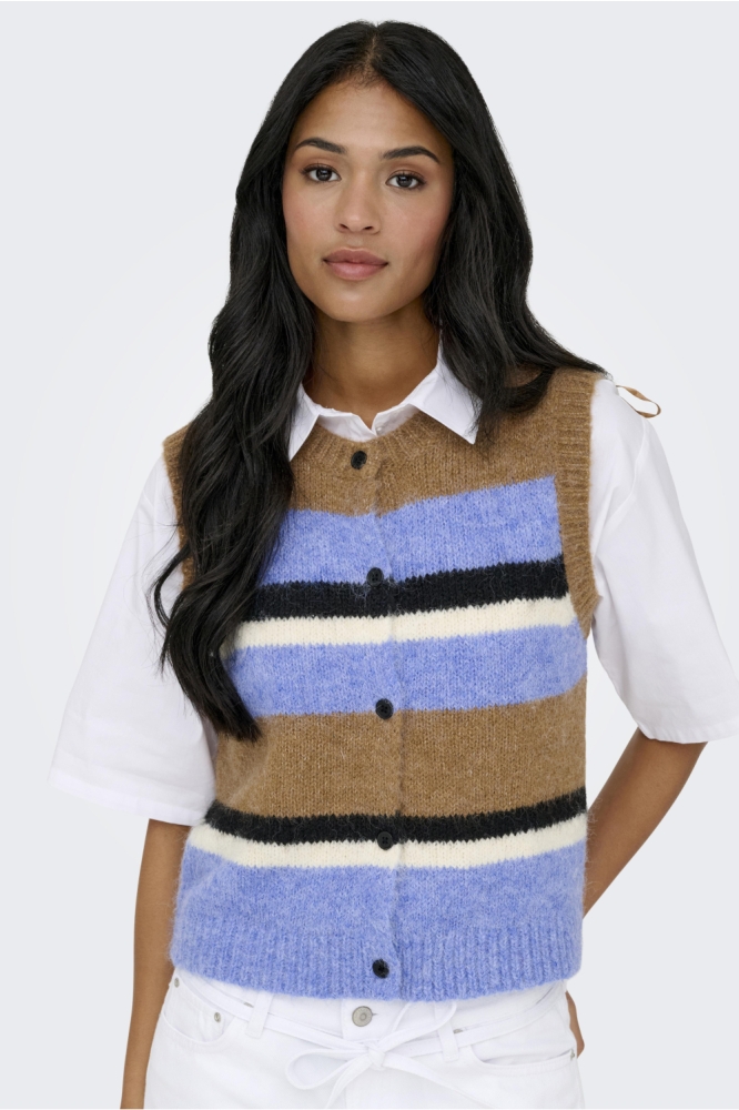 Only bruine dames gilet | Model vooraanzicht
