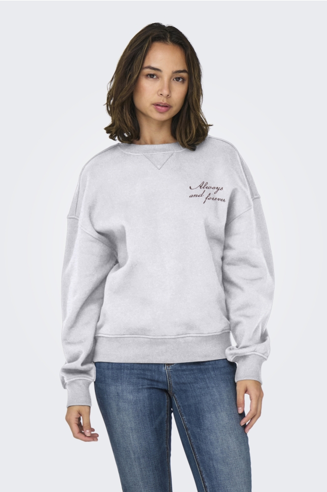 Only grijze dames sweater | Model vooraanzicht