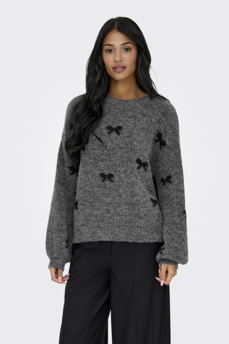 Only grijze dames trui | Model vooraanzicht