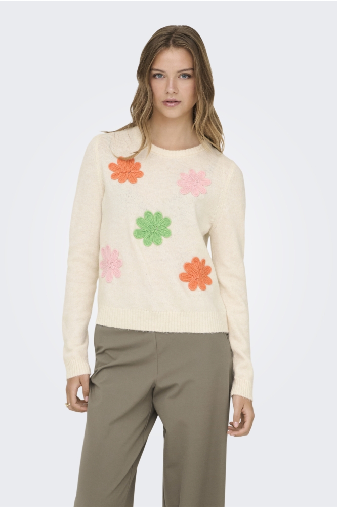 Only beige dames trui | Model vooraanzicht