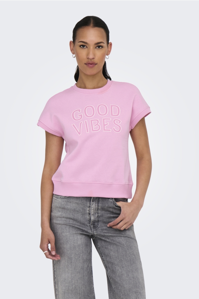 Only roze dames sweater | Model vooraanzicht