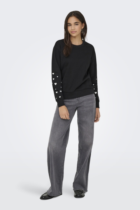 Jacqueline de Yong zwarte dames sweater | Model