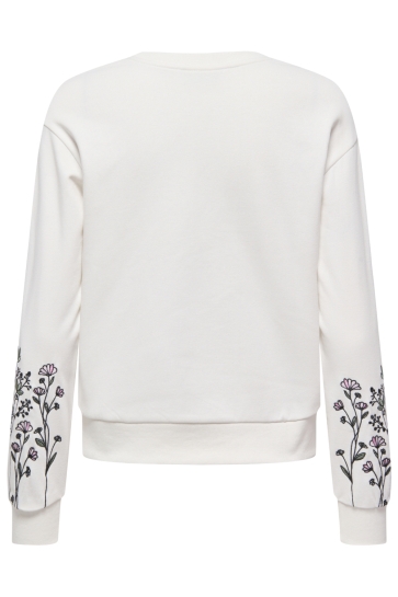 Jacqueline de Yong Trui JDYPARIS L/S SLEEVE EMB SWEAT JRS 15355417 Cloud Dancer/FLOWER EMB