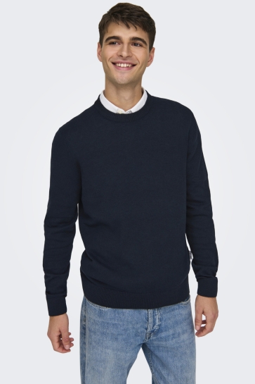 Only & Sons Trui ONSREX LIFE REG 12 CREW KNIT 22024080 DARK SAPPHIRE