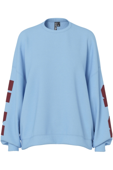 Pieces Trui PCFANY LS O-NECK OVERSIZED SWEAT JR 17164992 Airy Blue/BROOKLYN