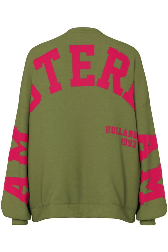 Pieces groene dames sweater | Achteraanzicht