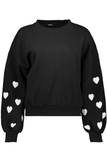 Only Trui ONLMACY L/S O-NECK BOX CC SWT 15352921 BLACK/W. CD HEARTS
