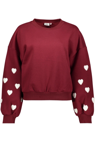 Only Trui ONLMACY L/S O-NECK BOX CC SWT 15352921 CABERNET/W. CD HEARTS