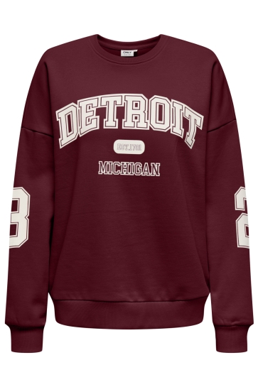 Only Trui ONLVICTORY L/S O-NECK FIT SWT 15362900 CABERNET/DETROIT