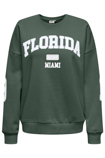 Only Trui ONLVICTORY L/S O-NECK FIT SWT 15362900 PINENEEDLE/FLORIDA (BRIGHT WHITE)