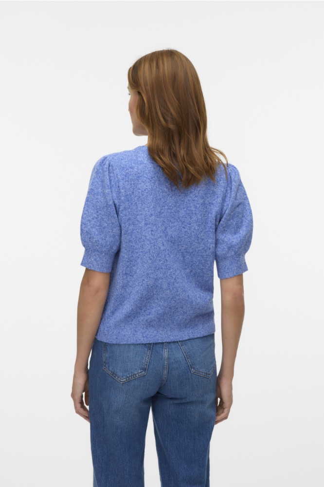 Vero Moda blauwe dames trui | Model achteraanzicht