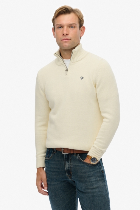 Superdry beige heren trui | Model vooraanzicht