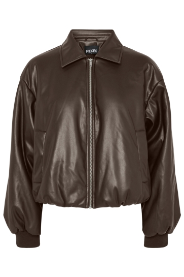Pieces Jas PCLARA PADDED COATED BOMBER JACKET 17163609 Hot Fudge