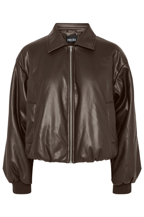 Pieces bruine dames jas | Vooraanzicht