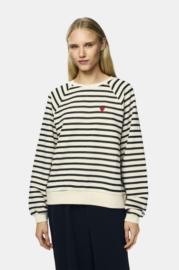 Pieces PCGRETA LS EMB UB SWEAT NOOS 17128390 CLOUD DANCER/BLACK