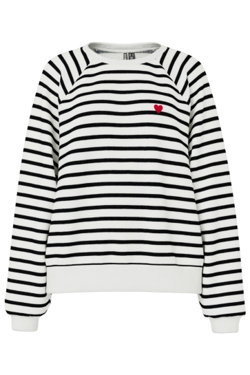 Pieces Trui PCGRETA LS EMB UB SWEAT NOOS 17128390 CLOUD DANCER/BLACK