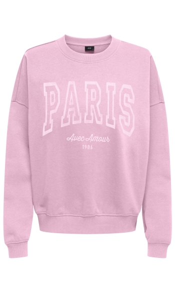 JDYMESA L/S O-NECK EMB SWEAT JRS NO 15370526 PINK LADY/PARIS TNT