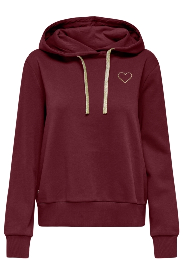 Only Trui ONLNOLI L/S HEART HOOD SWT NOOS 15312874 CABERNET/GOLD TRIN