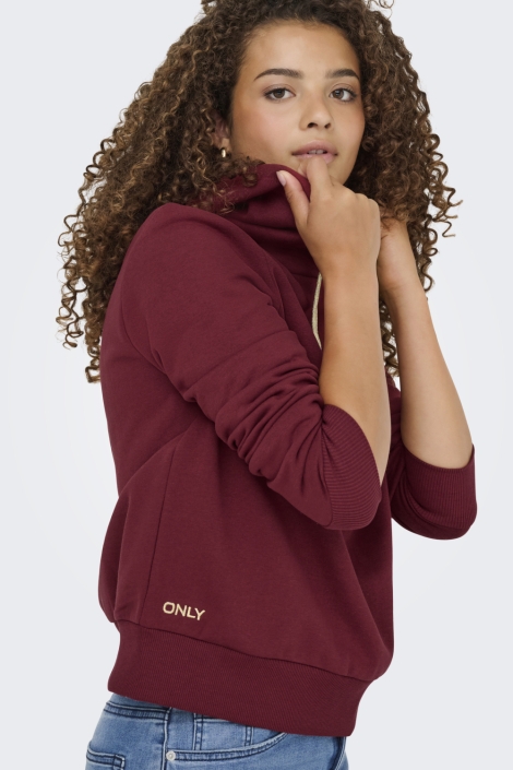 Only bordeaux dames sweater | Model zijaanzicht