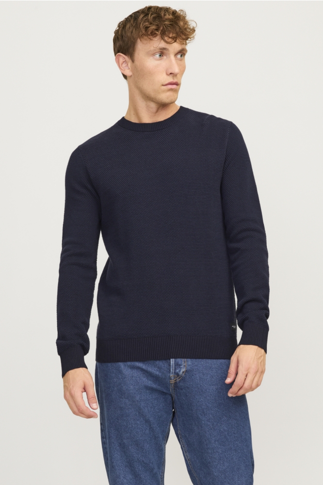 Jack & Jones blauwe heren trui | Model vooraanzicht