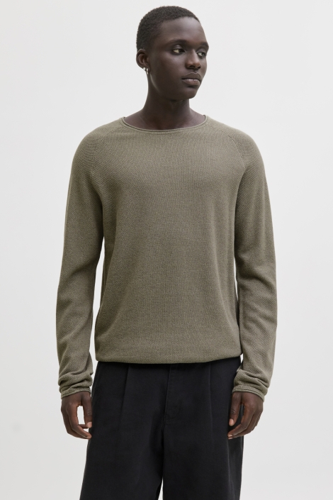 Jack & Jones groene heren trui | Model vooraanzicht