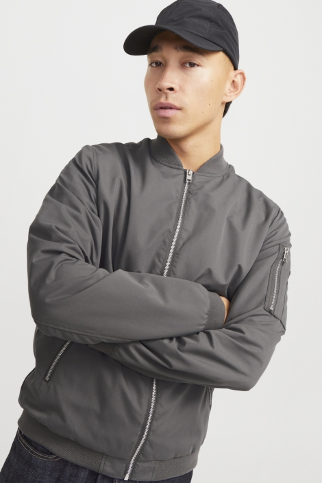 Jack & Jones grijze heren jas | Model vooraanzicht