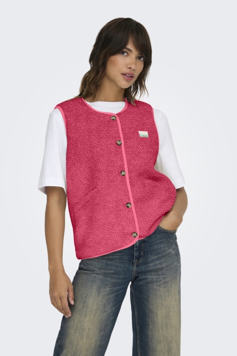 Only roze dames gilet | Model vooraanzicht
