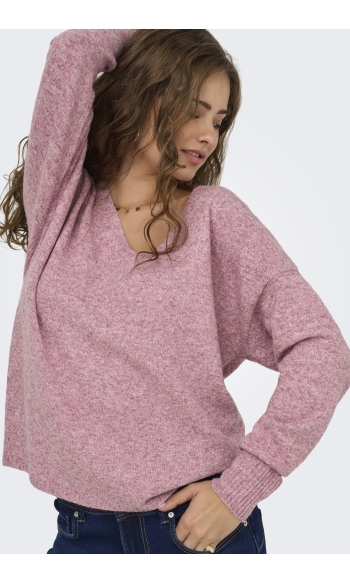 ONLRICA LIFE L/S V-NECK PULLO KNT N 15224360 Heather Rose/W. MELANGE