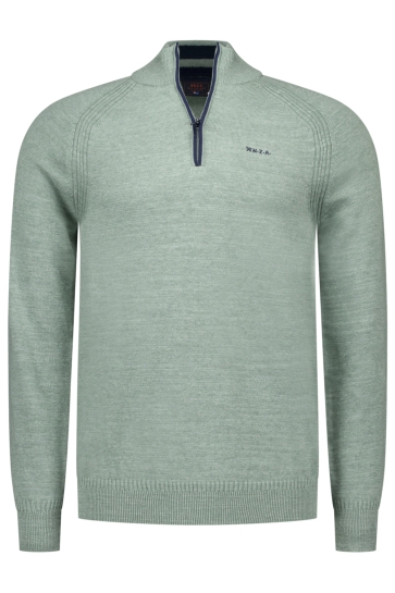 NZA Trui PULLOVER HALF ZIP 25GN430 1797 Soft Green Melange