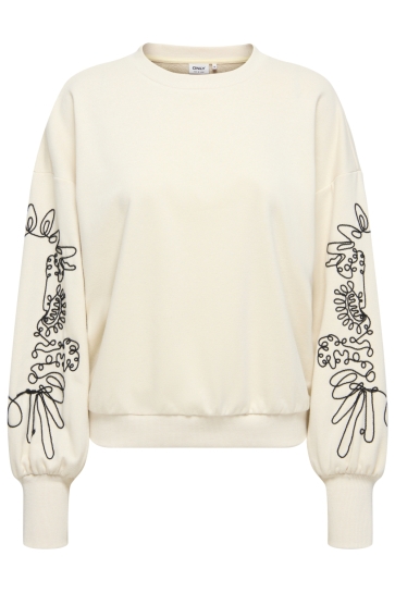 Only Trui ONLBROOKE L/S O-NECK DETAIL SWT NOO 15363824 Birch/Black magn