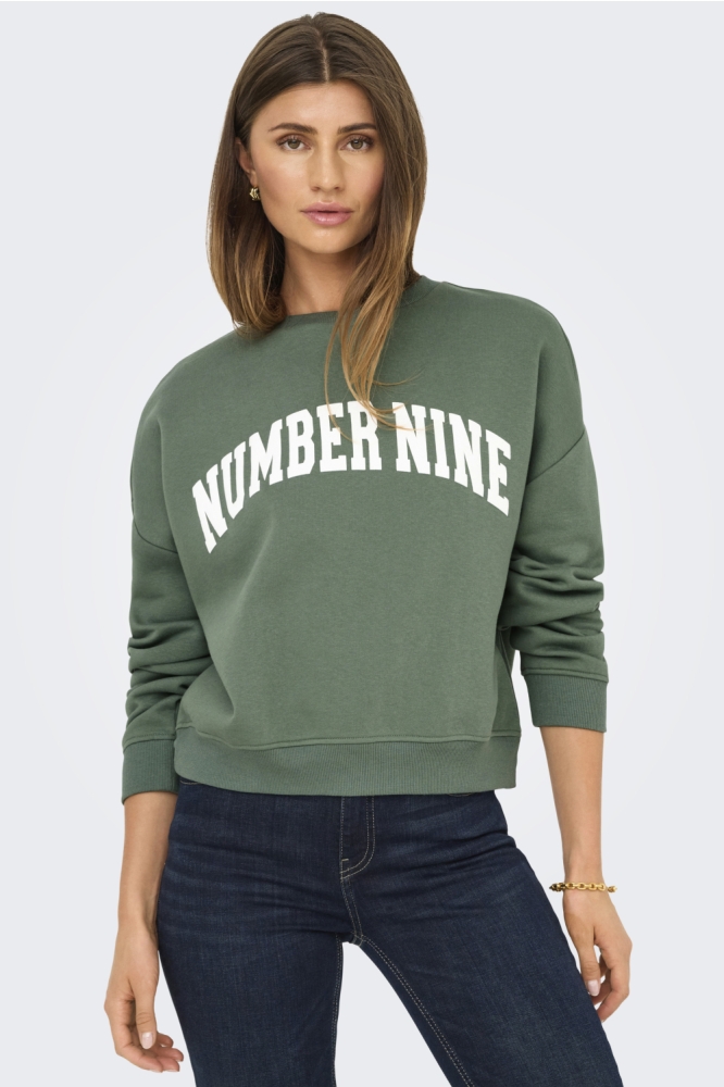 Only groene dames sweater | Model vooraanzicht