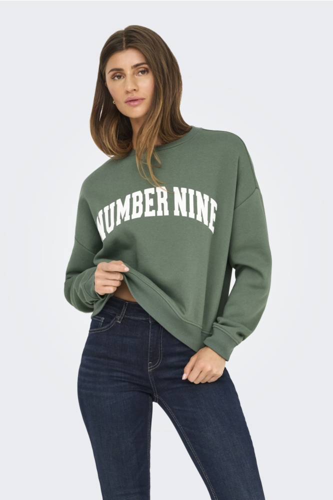 Only groene dames sweater | Model vooraanzicht