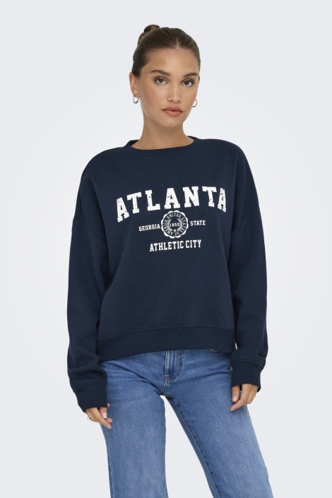 Only blauwe dames sweater | Model vooraanzicht