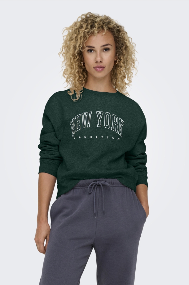 Only groene dames sweater | Model vooraanzicht
