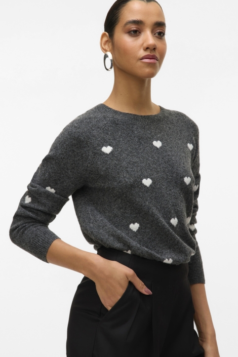 Vero Moda grijze dames trui | Model vooraanzicht