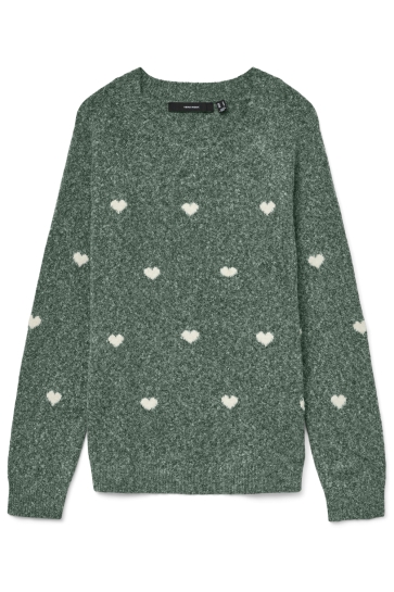 Vero Moda Trui VMDOFFY INTARSIA LS O-NCK PULLOV GA 10330790 Laurel Wreath/w.white h