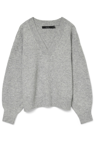 Vero Moda VMBOOM LS V-NECK PULLOVER NOOS 10331761 Light Grey Melange