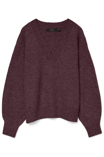 Vero Moda Trui VMBOOM LS V-NECK PULLOVER NOOS 10331761 Winetasting/MELANGE