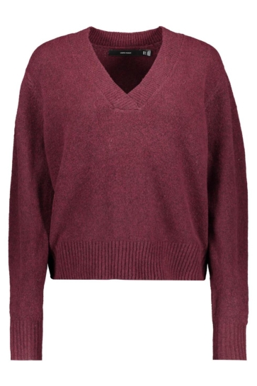 Vero Moda VMBOOM LS V-NECK PULLOVER NOOS 10331761 Winetasting/MELANGE