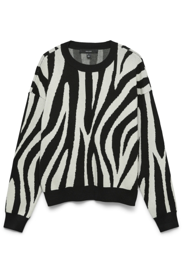Vero Moda Trui VMSILJEANIMAL LS O-NCK PULLOVER GA 10330808 Birch/W. BLACK Z