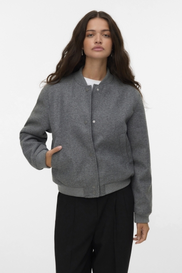 Vero Moda VMFORTUNE SHORT BOMBER JACKET GA NO 10331816 Medium Grey Melange