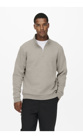 ONSCERES HALF ZIP SWEAT NOOS 22019055 SILVER LINING