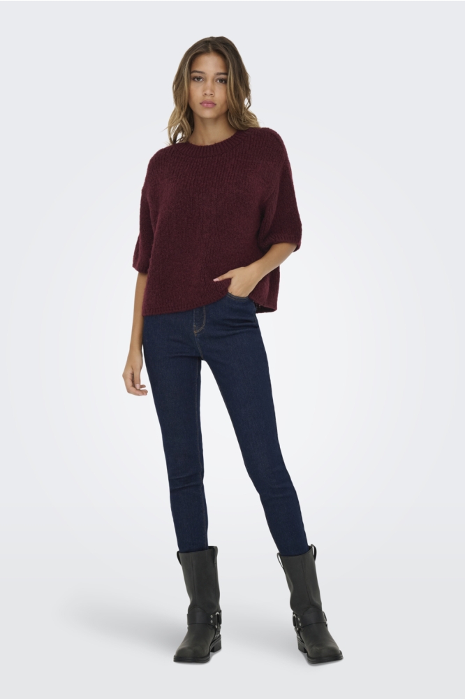 Jacqueline de Yong bordeaux dames trui | Model vooraanzicht