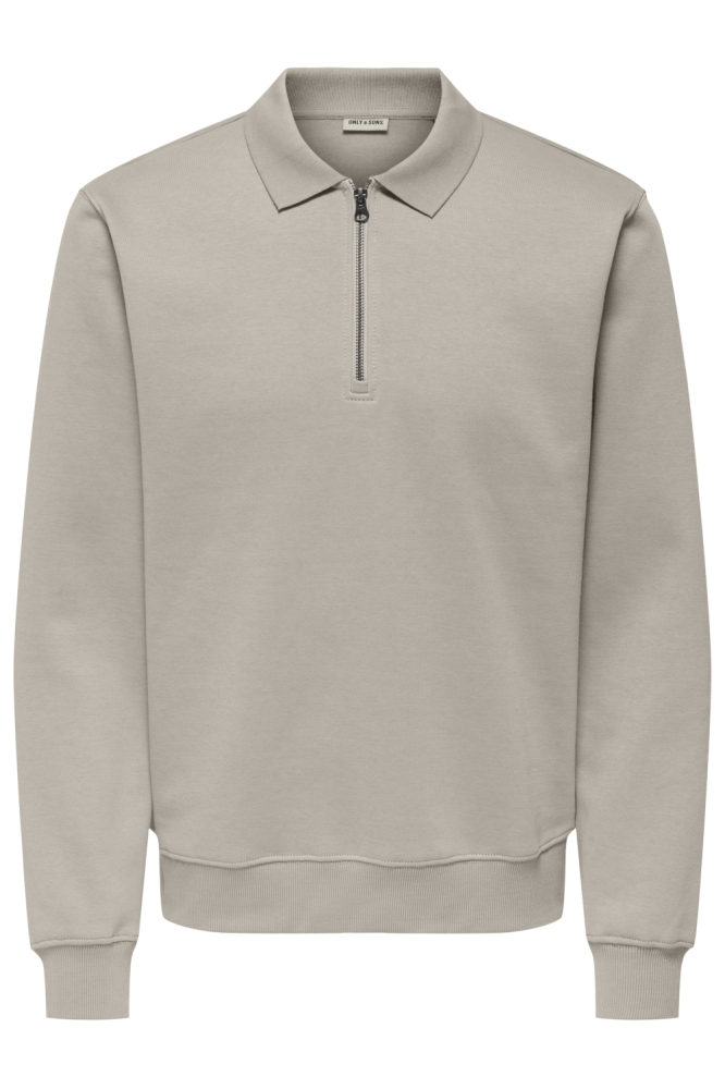 Only & Sons beige heren polo | Vooraanzicht
