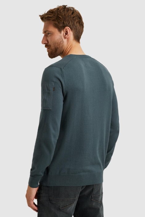 PME legend blauwe heren trui | Model achteraanzicht