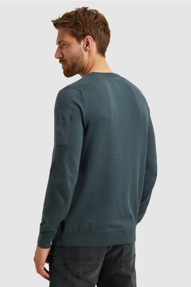 PME legend blauwe heren trui | Model achteraanzicht