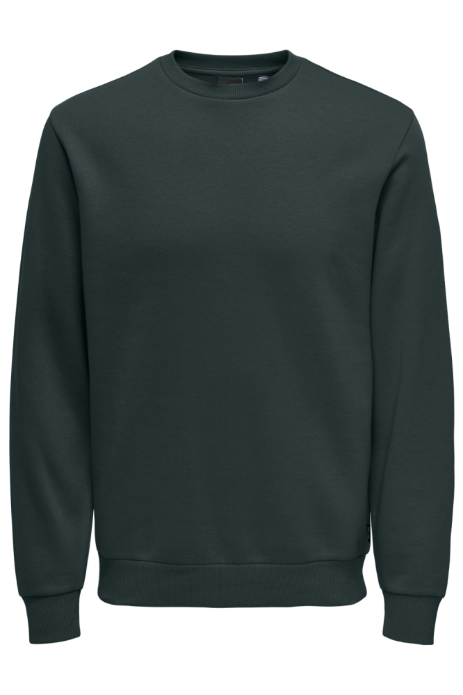 Only & Sons groene heren sweater | Vooraanzicht