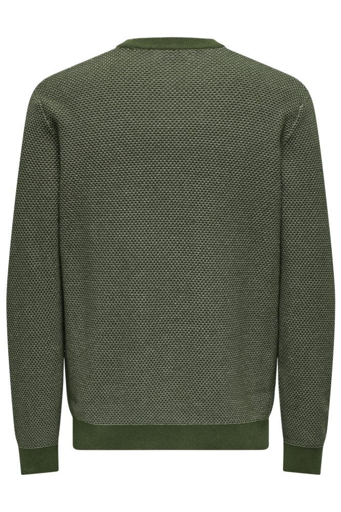 Only & Sons groene heren trui | Achteraanzicht