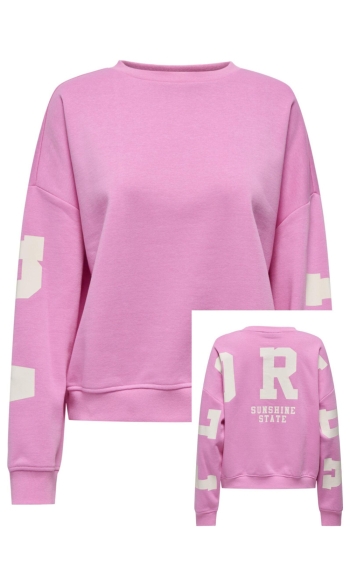 ONLSWEAT L/S BACK/SLEEVE PRINT SWT 15356793 FUCHSIA PINK/BIRCH FLOR